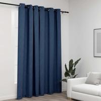 VidaXL Gordijn linnen-look verduisterend met ogen 290x245 cm blauw - thumbnail