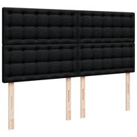 Boxspring met matras stof zwart 200x200 cm - thumbnail