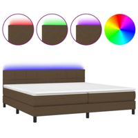 Boxspring met matras en LED stof donkerbruin 200x200 cm - thumbnail