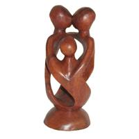 Houten Beeldje Familie 3 Personen (ca. 15 x 5 x 5 cm) - thumbnail