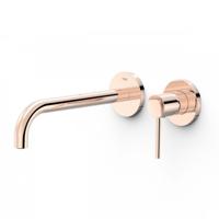 Wastafelmengkraan Inbouw Tres Study Exclusive 2-Gats Gebogen Uitloop 24 cm en Hendel Rosé Goud - thumbnail