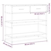 Wandtafel 90x35x80 cm bewerkt hout sonoma eikenkleurig - thumbnail