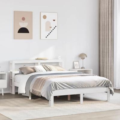 Bedframe met hoofdeinde zonder matras 140x190 cm wit