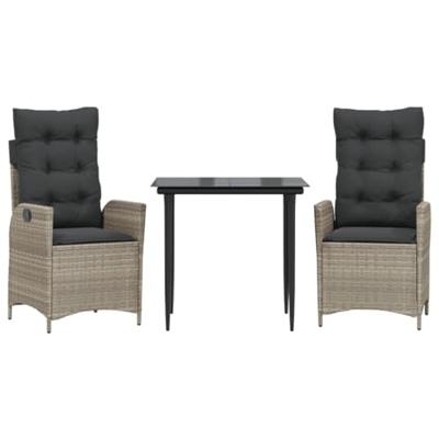 3-delige Tuinset met kussens poly rattan lichtgrijs 3-delige Tuinset met kussens poly rattan lichtgrijs