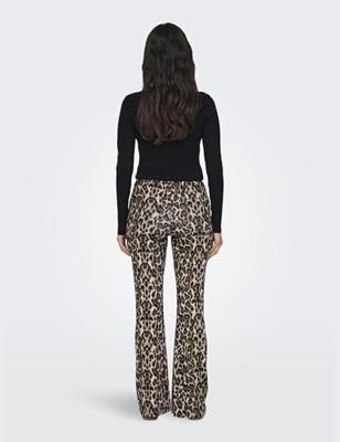 Only Onlanna Rib Flared Aop Legging Cs Jrs Leggings Black Leo