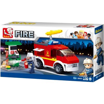 Sluban Fire Brigade Emergency Vehicle and Fuel Pump bouwstenen set (M38-B0623)