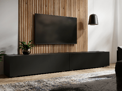 Tv-meubel KINGSTON 2 klapdeuren 210 cm mat zwart