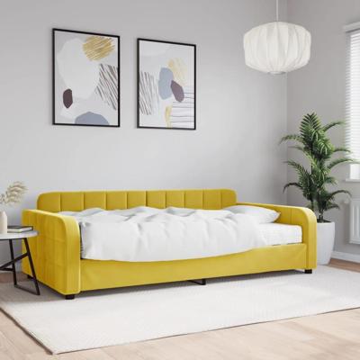 Slaapbank met matras 100x200 cm fluweel geel
