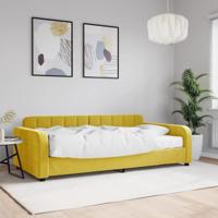 Slaapbank met matras 100x200 cm fluweel geel - thumbnail