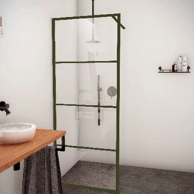 AQS Inloopdouche Frame 100x200 cm 8 mm NANO Glas Mat Groen Raster Boss & Wessing