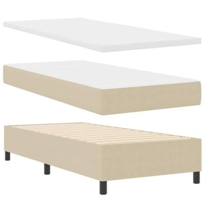 Boxspring bed Lichtgrijs en wit. 203 x 80 x 88 cm Katoenen stof