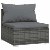 4-delige Loungeset met kussens poly rattan grijs - thumbnail