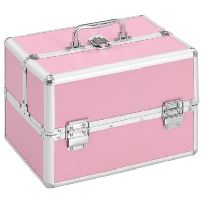 Make-up koffer 22x30x21 cm aluminium roze Make-up koffer 22x30x21 cm aluminium roze