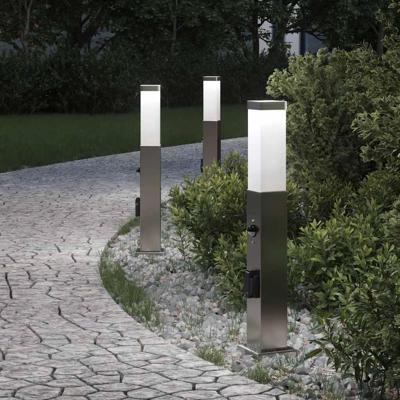 Bolderverlichting met sensor en stopcontact 3 stuks 50 cm roestvrij staal IP44