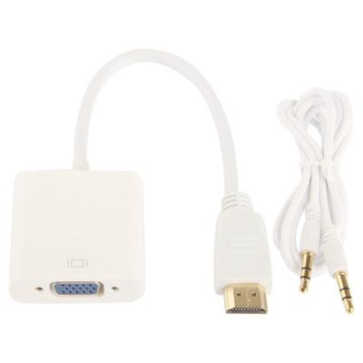 Full HD 1080P HDMI to VGA + Audio Output Kabel voor Computer / DVD / Digitale Set-top Box / Laptop / mobiele telefoon / Media Player Lengte: 24cmwit