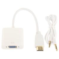Full HD 1080P HDMI to VGA + Audio Output Kabel voor Computer / DVD / Digitale Set-top Box / Laptop / mobiele telefoon / Media Player Lengte: 24cmwit - thumbnail