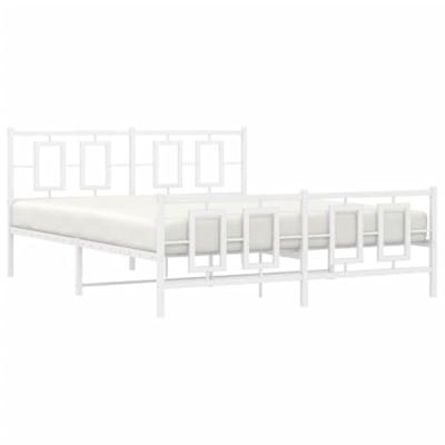 Bedframe met hoofd- en voeteneinde metaal wit 150x200 cm - thumbnail