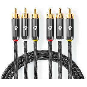 Nedis Composiet Videokabel | 3x RCA Male | 3x RCA Male | 2 m | 1 stuks - CVTB24300GY20 CVTB24300GY20