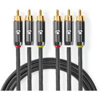 Nedis Composiet Videokabel | 3x RCA Male | 3x RCA Male | 2 m | 1 stuks - CVTB24300GY20 CVTB24300GY20 - thumbnail