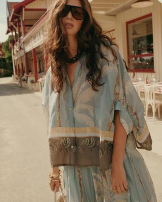 Summum Blouse Palmtree Print 2s3496-12451 Blouse 431 Glacier Blue