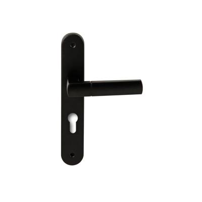 Hardbrass Deurkruk Rhodos op ovaal langschild profielcilindergat 72mm - zwart