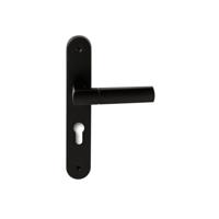 Hardbrass Deurkruk Rhodos op ovaal langschild profielcilindergat 72mm - zwart - thumbnail