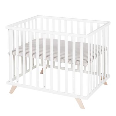 Babybox - ROBA - 75 x 100 cm - Inclusief grijze speelmat 'Lil Planet' - Wit gelakt hout Babybox - ROBA - 75 x 100 cm - Inclusief grijze speelmat 'Lil Planet' - Wit gelakt hout