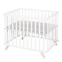 Babybox - ROBA - 75 x 100 cm - Inclusief grijze speelmat 'Lil Planet' - Wit gelakt hout - thumbnail