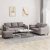 3-delige Loungeset met kussens stof taupe - thumbnail