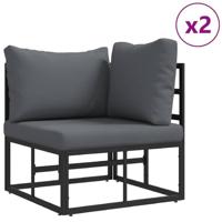 Tuinbankenset met kussen 13 pcs Zwart Aluminium - thumbnail