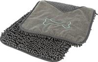 Trixie microvezel handdoek met insteekzakken grijs - thumbnail