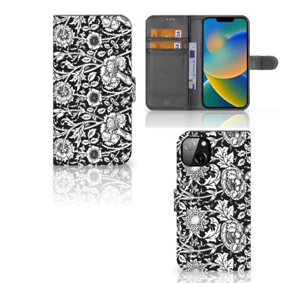 iPhone 14 Plus Hoesje Black Flowers iPhone 14 Plus Hoesje Black Flowers