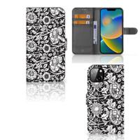 iPhone 14 Plus Hoesje Black Flowers - thumbnail