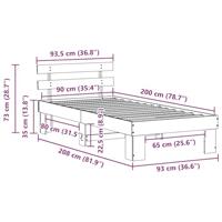 Bedframe met hoofdeinde Bruin 90 x 200 cm Massief grenenhout - thumbnail