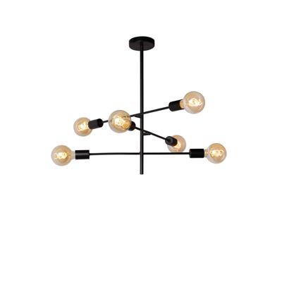 Lucide LESTER - Plafonnière - 6xE27 - Zwart