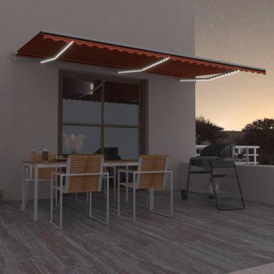 Luifel automatisch met LED windsensor 600x300 cm oranje bruin