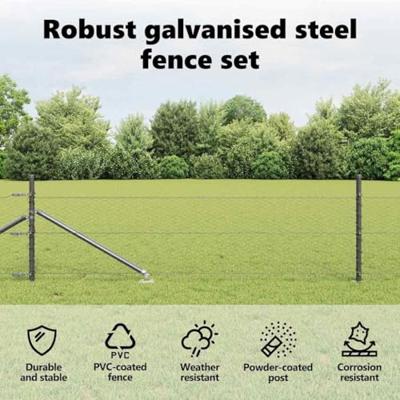 VidaXL Afrasteringspaal grijs 10 x 0,8 m (25 mm gaas) staal en pvc VidaXL Afrasteringspaal grijs 10 x 0,8 m (25 mm gaas) staal en pvc