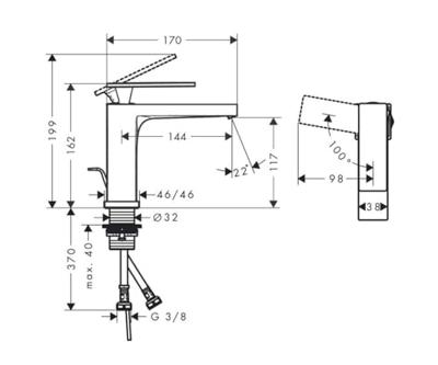 Hansgrohe Tecturis E 110 CoolStart ééngreeps wastafelmengkraan met PopUp trekwaste, Brushed Bronze