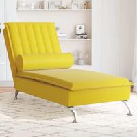 Massage chaise longue met bolster fluweel geel - thumbnail