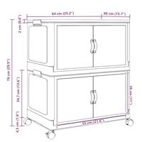 Opbergbox stapelbaar met wielen 2-laags 75 L 65x40x76 cm - thumbnail