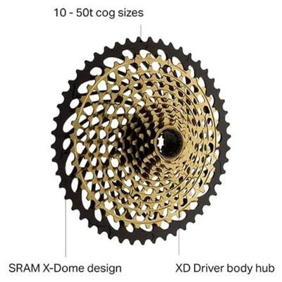 Sram cassette "xg-1299" cas.sprocket xg-1299 12sp crmo st.10-50t gold