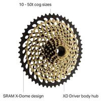 Sram cassette "xg-1299" cas.sprocket xg-1299 12sp crmo st.10-50t gold - thumbnail