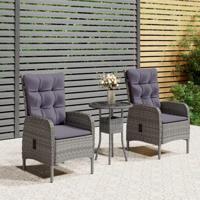3-delige Bistroset poly rattan grijs - thumbnail