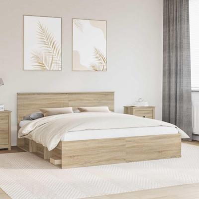 Bedframe met hoofdeinde Sonoma 180 x 200 cm Bewerkt hout