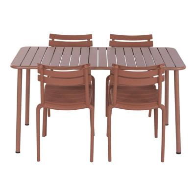 Tafel met vier stoelen Home ESPRIT Terra cotta Polypropyleen Ijzer 140 x 70 x 75 cm Tafel met vier stoelen Home ESPRIT Terra cotta Polypropyleen Ijzer 140 x 70 x 75 cm