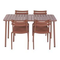 Tafel met vier stoelen Home ESPRIT Terra cotta Polypropyleen Ijzer 140 x 70 x 75 cm - thumbnail