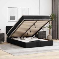 Ottoman bed met matras 140x190cm kunstleer zwart - thumbnail