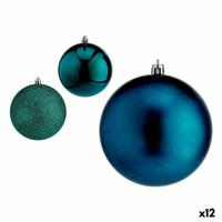 Set kerstballen Blauw Plastic 10 x 11 x 10 cm (12 Stuks) - thumbnail