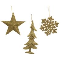 Hanger plastic glitter lichtgoud assorti kerstbal hangdeco kerst Decoris - Decoris - thumbnail