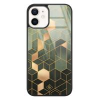 iPhone 12 glazen hardcase - Kubus groen - thumbnail
